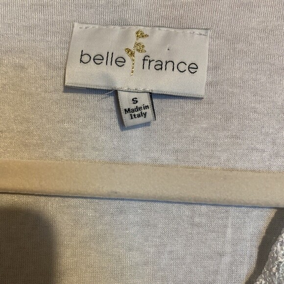 Belle France Womens Size Small Multicolor Abstract Silk Blend Embellished Blouse - Picture 4 of 5